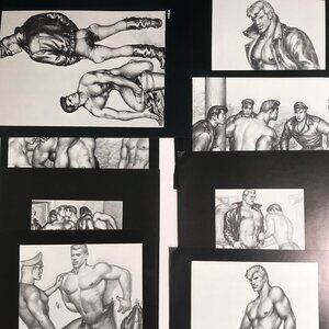 Collection Lot of 8 Tom of Finland Art Retrospective #1 Page/Prints 1963-1965